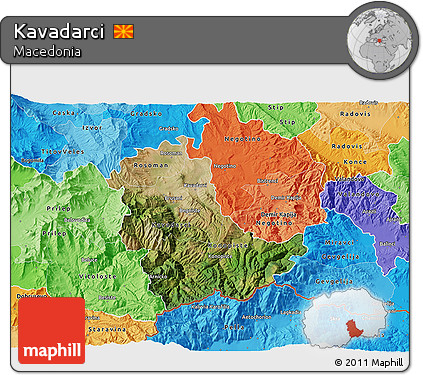 Satellite 3D Map of Kavadarci, political shades outside