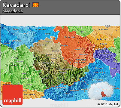 Satellite 3D Map of Kavadarci, political shades outside