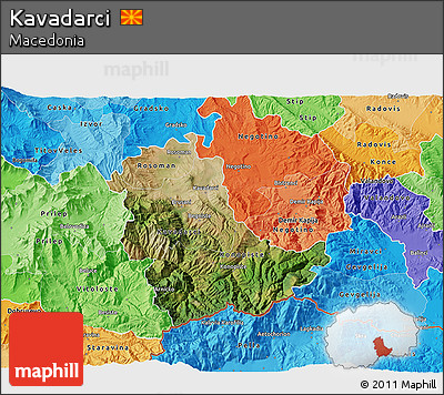 Satellite 3D Map of Kavadarci, political shades outside
