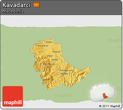 Savanna Style 3D Map of Kavadarci, single color outside