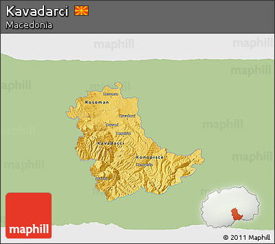 Savanna Style 3D Map of Kavadarci, single color outside