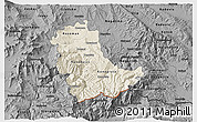 Shaded Relief 3D Map of Kavadarci, darken, desaturated