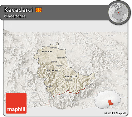 Shaded Relief 3D Map of Kavadarci, lighten