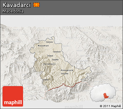 Shaded Relief 3D Map of Kavadarci, lighten