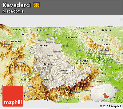 Shaded Relief 3D Map of Kavadarci, physical outside