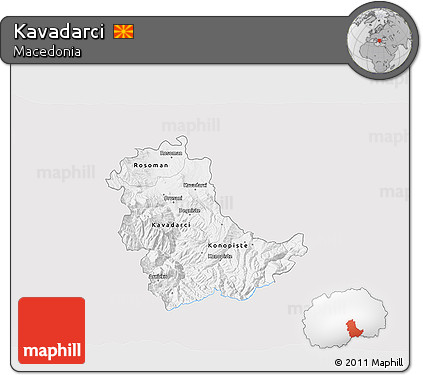 Silver Style 3D Map of Kavadarci, single color outside