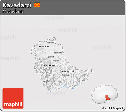 Silver Style 3D Map of Kavadarci, single color outside