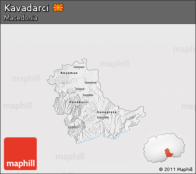Silver Style 3D Map of Kavadarci, single color outside