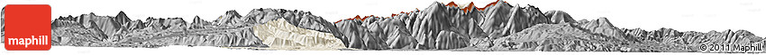 Shaded Relief Horizon Map of Kavadarci, darken, desaturated
