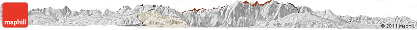 Shaded Relief Horizon Map of Kavadarci, desaturated