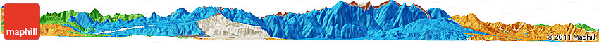 Shaded Relief Horizon Map of Kavadarci, political outside