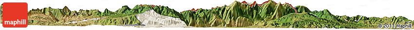Shaded Relief Horizon Map of Kavadarci, satellite outside
