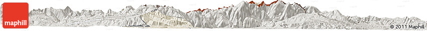 Shaded Relief Horizon Map of Kavadarci, semi-desaturated