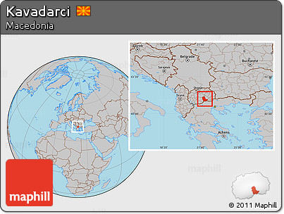 Gray Location Map of Kavadarci, within the entire country