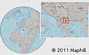 Gray Location Map of Kavadarci, within the entire country, hill shading