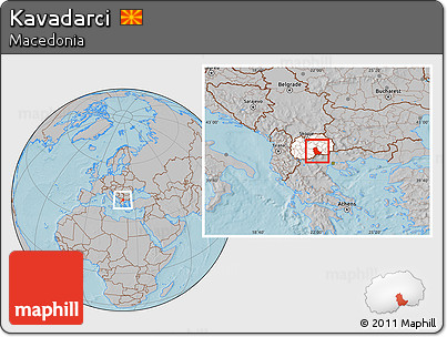 Gray Location Map of Kavadarci, highlighted country, hill shading