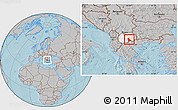 Gray Location Map of Kavadarci, highlighted country, hill shading