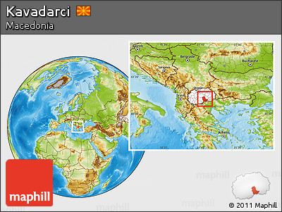 Physical Location Map of Kavadarci, highlighted country, within the entire country