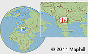 Savanna Style Location Map of Kavadarci, highlighted country, within the entire country