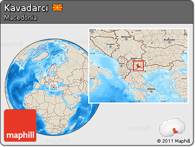 Shaded Relief Location Map of Kavadarci