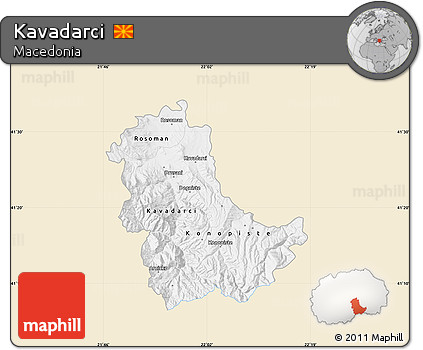 Classic Style Map of Kavadarci, single color outside