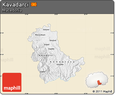 Classic Style Map of Kavadarci, single color outside