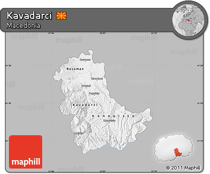 Gray Map of Kavadarci, single color outside