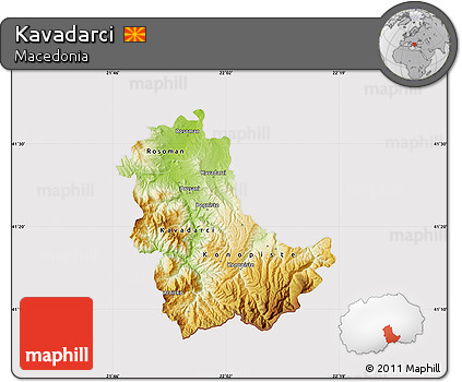 Physical Map of Kavadarci, cropped outside