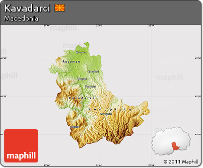 Physical Map of Kavadarci, cropped outside
