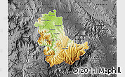 Physical Map of Kavadarci, darken, desaturated