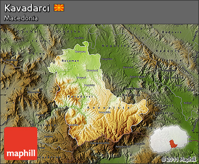 Physical Map of Kavadarci, darken