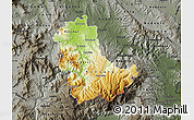 Physical Map of Kavadarci, darken, semi-desaturated