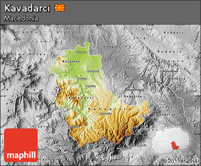 Physical Map of Kavadarci, desaturated