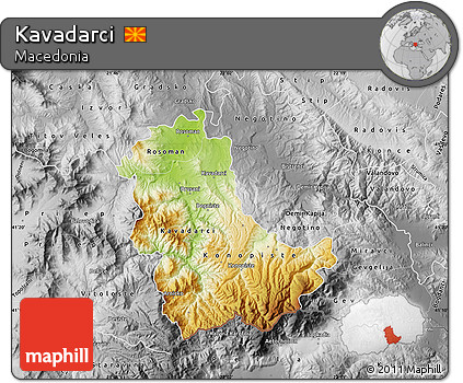 Physical Map of Kavadarci, desaturated