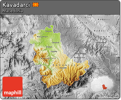 Physical Map of Kavadarci, desaturated