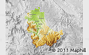 Physical Map of Kavadarci, lighten, desaturated