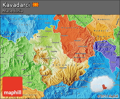 Physical Map of Kavadarci, political shades outside