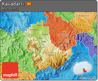 Physical Map of Kavadarci, political shades outside