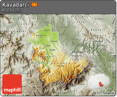 Physical Map of Kavadarci, semi-desaturated