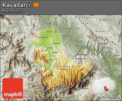 Physical Map of Kavadarci, semi-desaturated