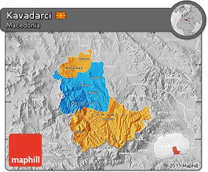 Political Map of Kavadarci, lighten, desaturated