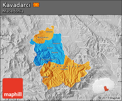 Political Map of Kavadarci, lighten, desaturated