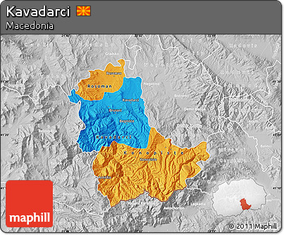 Political Map of Kavadarci, lighten, desaturated