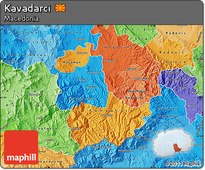 Political Map of Kavadarci, political shades outside