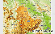 Political Shades Map of Kavadarci, physical outside