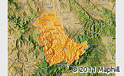 Political Shades Map of Kavadarci, satellite outside