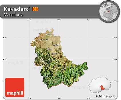 Satellite Map of Kavadarci, cropped outside