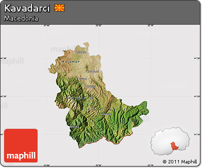 Satellite Map of Kavadarci, cropped outside