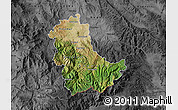 Satellite Map of Kavadarci, darken, desaturated