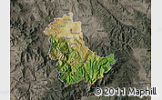 Satellite Map of Kavadarci, darken, semi-desaturated
